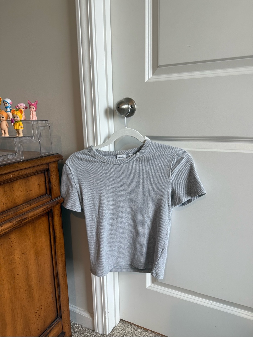 Grey Ribbed Aritzia Sunday Best Tee Shirt